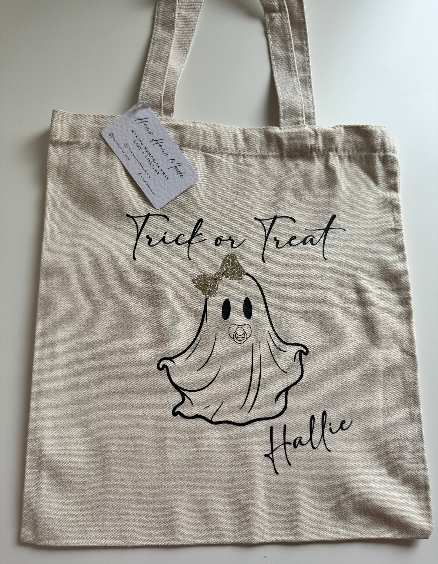 Baby ghost Halloween trick or treat tote bag