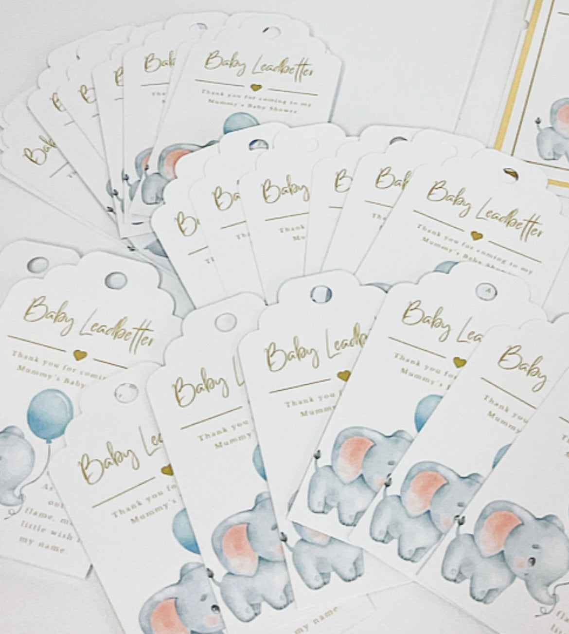 40 Baby Elephant Style Shower Candle Gift Tags