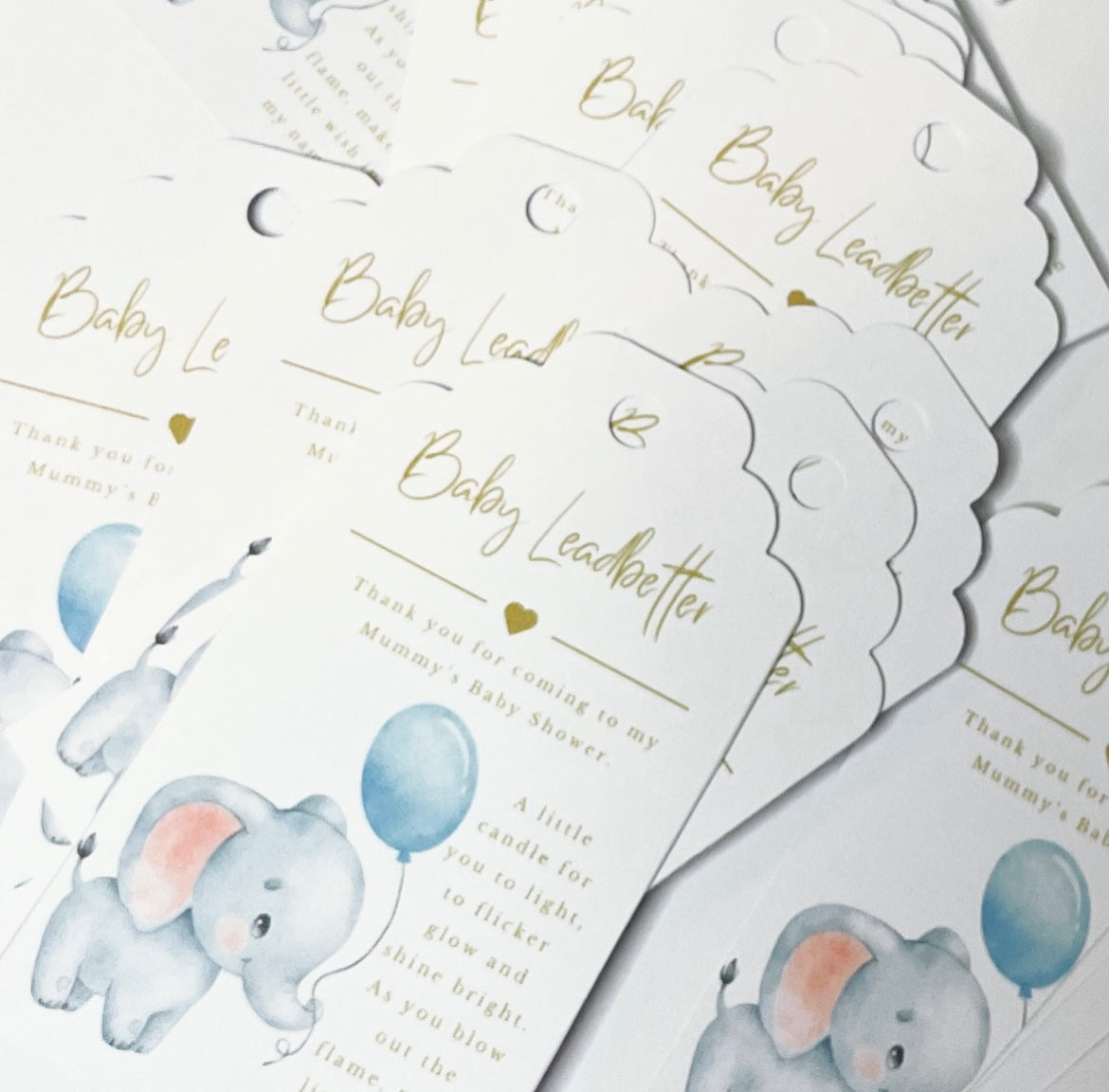 40 Baby Elephant Style Shower Candle Gift Tags