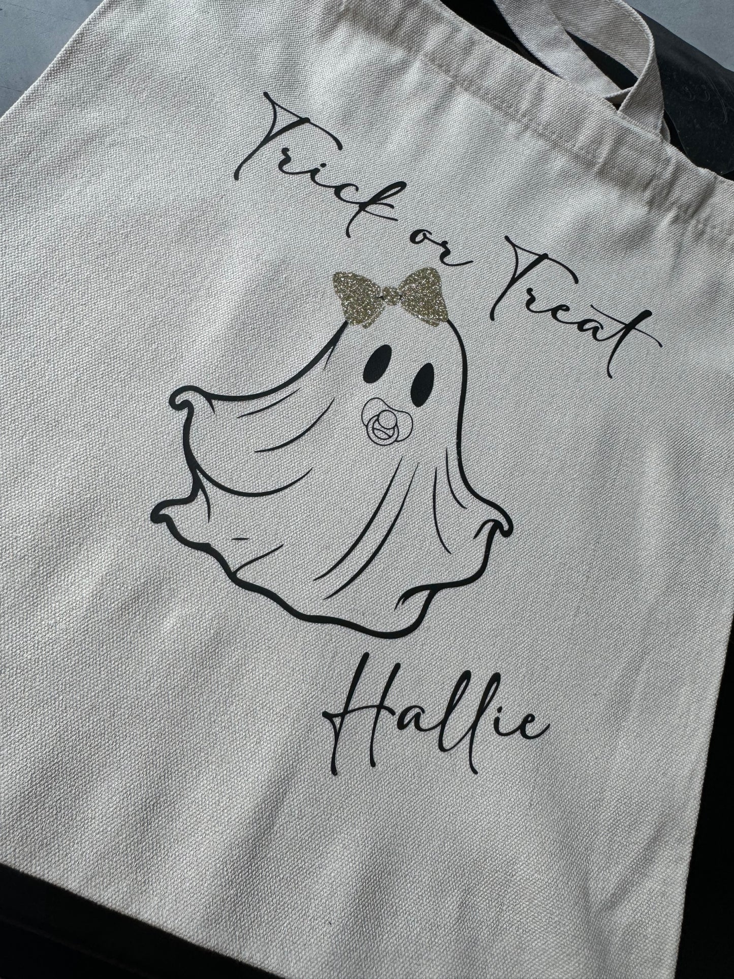 Baby ghost Halloween trick or treat tote bag