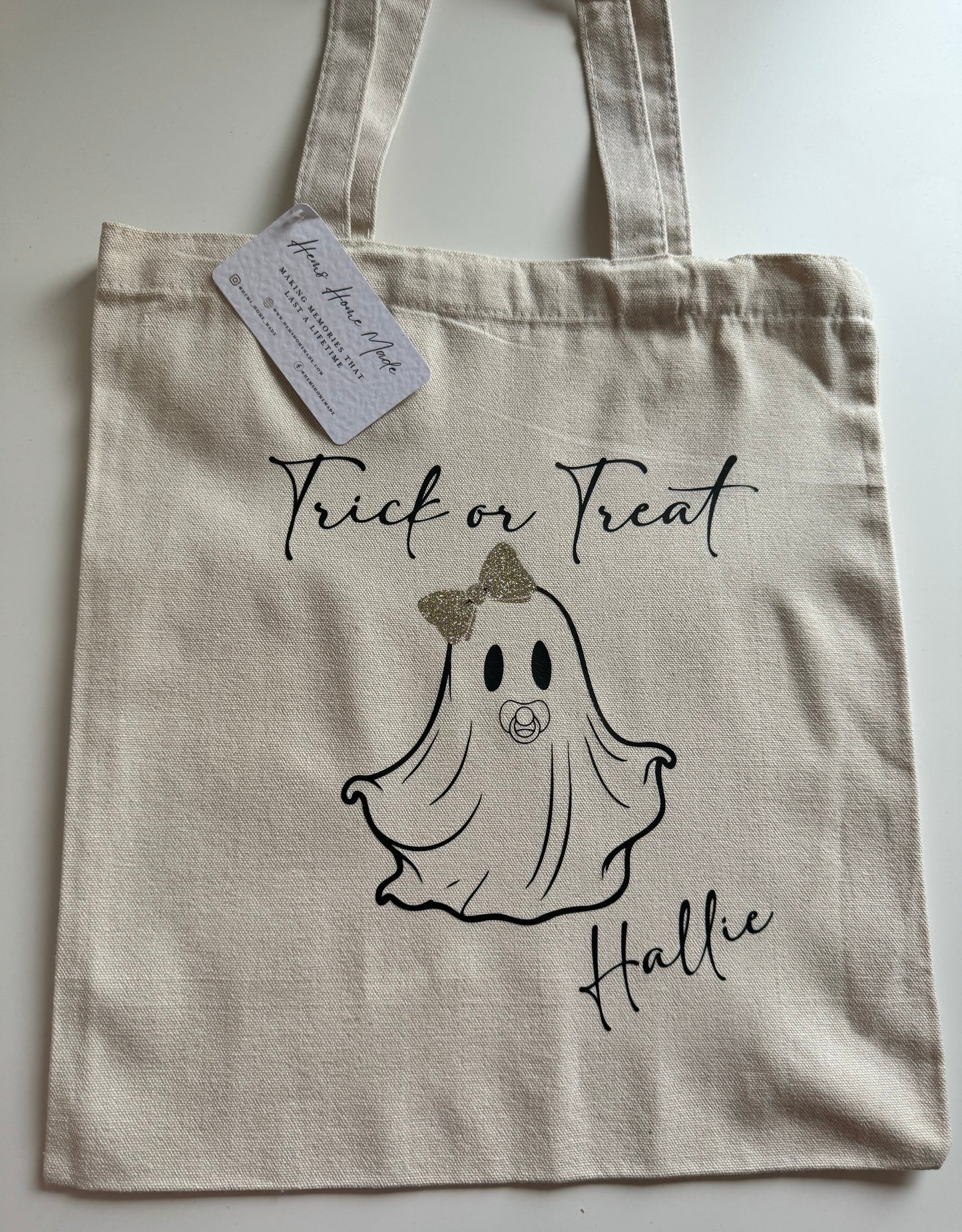 Baby ghost Halloween trick or treat tote bag